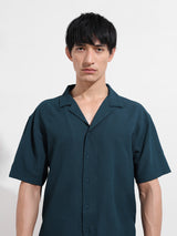 Men's Teal Casual Regular Fit Polo Collar Half Sleeves Shirt
