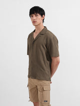 Men's Brown Casual Regular Fit Polo Collar Half Sleeves Shirt