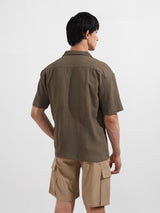 Men's Brown Casual Regular Fit Polo Collar Half Sleeves Shirt