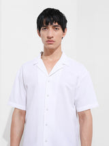Men's White Casual Regular Fit Polo Collar Half Sleeves Shirt