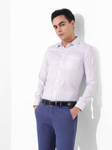 Men's White Formal Striped Full Sleeves Shirt