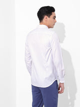 Men's White Formal Striped Full Sleeves Shirt