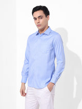 Men's Blue Formal Striped Full Sleeves Shirt