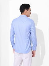 Men's Blue Formal Striped Full Sleeves Shirt