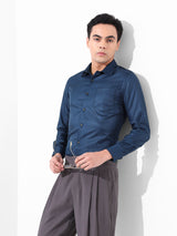 Men's Blue Formal Striped Full Sleeves Shirt