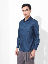 Men's Blue Formal Striped Full Sleeves Shirt
