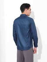 Men's Blue Formal Striped Full Sleeves Shirt