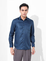 Men's Blue Formal Striped Full Sleeves Shirt