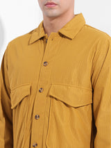 Men's Khaki Casual Solid Full Sleeves Shirt