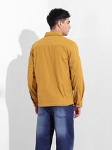 Men's Khaki Casual Solid Full Sleeves Shirt
