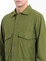Men's Olive Casual Solid Full Sleeves Shirt