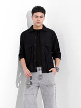 Men's Black Casual Solid Full Sleeves Shirt