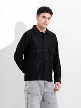 Men's Black Casual Solid Full Sleeves Shirt