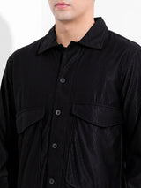 Men's Black Casual Solid Full Sleeves Shirt
