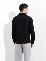 Men's Black Casual Solid Full Sleeves Shirt