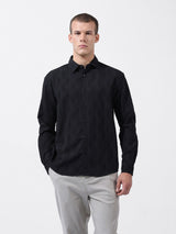 Men's Black Casual Regular Fit Solid Full Sleeves Shirt