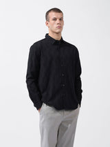 Men's Black Casual Regular Fit Solid Full Sleeves Shirt