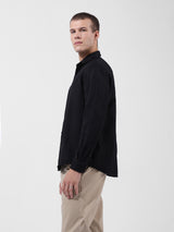 Men's Black Casual Regular Fit Solid Full Sleeves Shirt