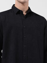 Men's Black Casual Regular Fit Solid Full Sleeves Shirt