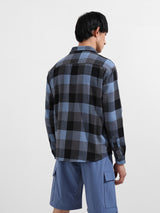 Men's Blue Casual Regular Fit Round Neck Full Sleeves Shirt