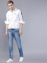 Men's Blue Slim Fit Solid Mid Rise Jeans