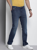 Men's Blue Bootcut Solid Mid Rise Jeans