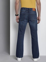 Men's Blue Bootcut Solid Mid Rise Jeans