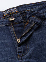 Men's Blue Bootcut Solid Mid Rise Jeans