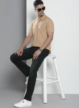 Men's Dark Blue Bootcut Solid Mid Rise Jeans