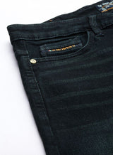 Men's Dark Blue Bootcut Solid Mid Rise Jeans