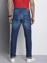 Men's Blue Slim Fit Solid Mid Rise Jeans