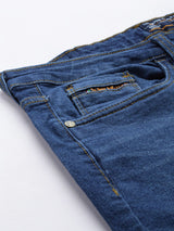 Men's Blue Slim Fit Solid Mid Rise Jeans