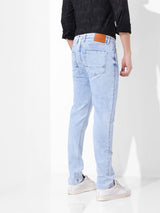 Men's Blue Slim Fit Solid Mid Rise Jeans