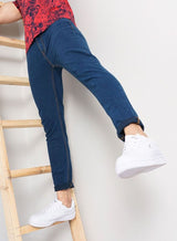 Men's Navy Slim Fit Solid Mid Rise Jeans