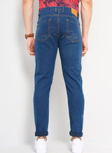 Men's Navy Slim Fit Solid Mid Rise Jeans
