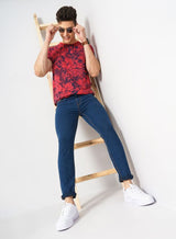 Men's Navy Slim Fit Solid Mid Rise Jeans