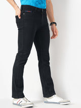 Men's Black Bootcut Solid Mid Rise Jeans