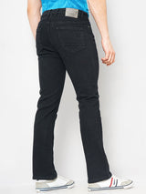 Men's Black Bootcut Solid Mid Rise Jeans