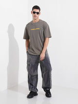 Men's Grey Casual Regular Fit Crew Neck Half Sleeves Tshirt