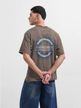 Men's Brown Casual Regular Fit Crew Neck Half Sleeves Tshirt