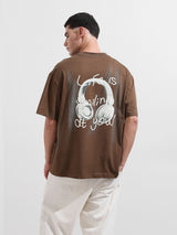 Men's Brown Casual Regular Fit Crew Neck Half Sleeves Tshirt