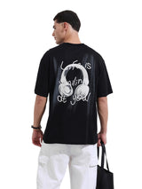 Men's Black Casual Regular Fit Crew Neck Half Sleeves Tshirt