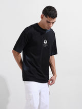 Men's Black Casual Regular Fit Crew Neck Half Sleeves Tshirt