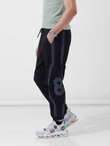 Men's Black Baggy Fit Colourblocked Mid Rise Jogger