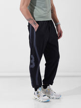 Men's Black Baggy Fit Colourblocked Mid Rise Jogger