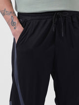 Men's Black Baggy Fit Colourblocked Mid Rise Jogger