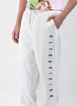Men's White Regular Fit Solid Mid Rise Jogger