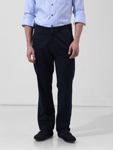 Men's Navy Regular Fit Solid Mid Rise Chinos