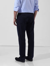 Men's Navy Regular Fit Solid Mid Rise Chinos