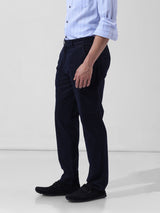 Men's Navy Regular Fit Solid Mid Rise Chinos
